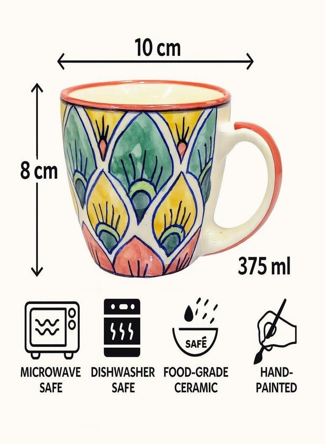 KITTENS Ceramic Mug Set of 1 - 375ml | Hand-Painted Peacock Feather Pattern | Microwave & Dishwasher Safe | Food Grade | Tea, Coffee, Snacks | Ideal Gift for Home, Office & Festive Gifting - Image 5